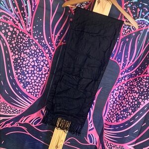 Black Scarf/Wrap with Fringe 70” x 21”